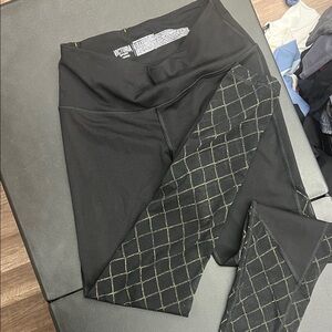 Victoria's Secret Black Leggings with Gold Lattice Design